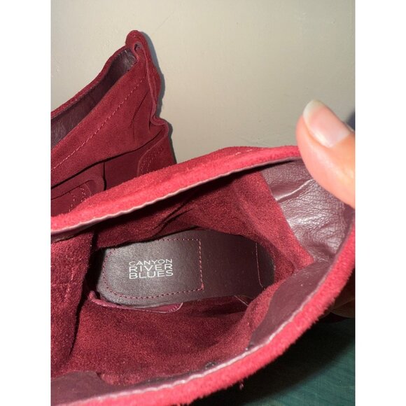 Canyon River Blues Boots Womens 8 Red Savannah Slouch Mid Suede Pull On Heels - Picture 9 of 10